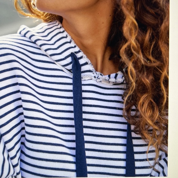 Frank & Eileen KANE Capelet Hoodie Sweatshirt Navy French Stripe Size M